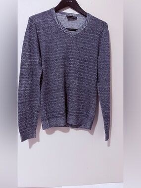 Armani Exchange Men's Cotton & Linen V-Neck Heathered Charcoal Sweater Size M